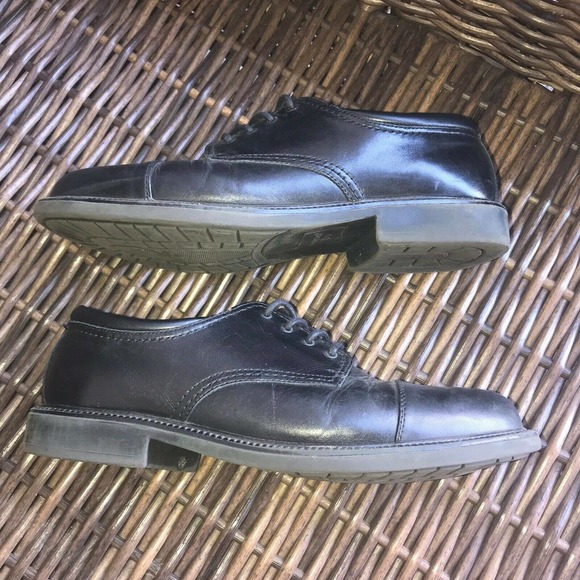 Mens Dockers Black Cap Toe Derby Dress Shoes Gordon Oxford Leather 11.5W - Picture 4 of 8